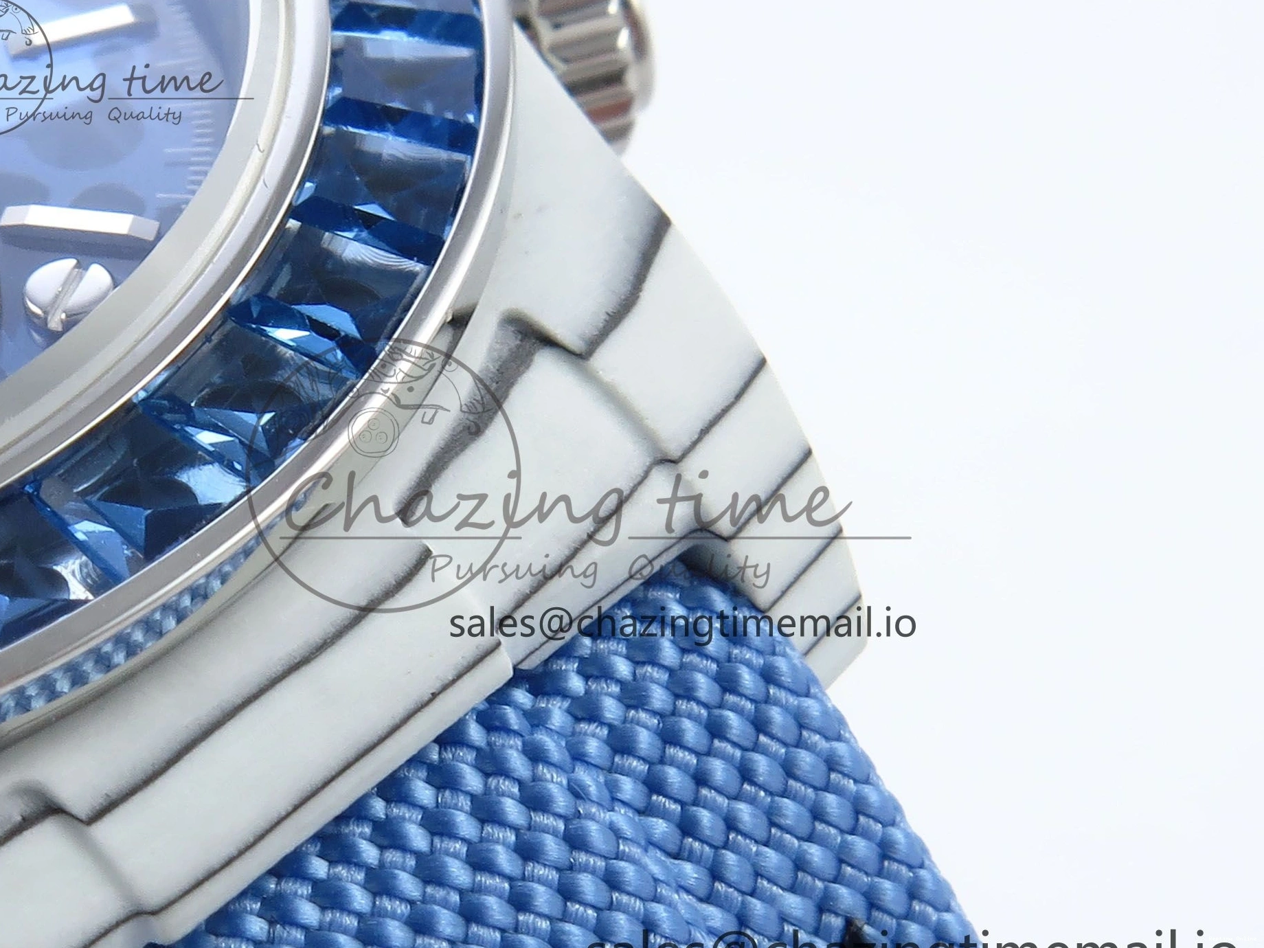 0501 Daytona ZIF REMOULD White Carbon GETF Best Edition Blue Skeleton Dial Blue Diamonds Bezel on Blue Nylon Strap DD Fashionable 366